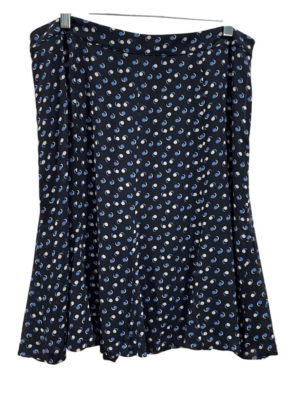Talbots Flared Midi Skirt 14 Navy Geometric Chiffon Resort Coastal Preppy Retro